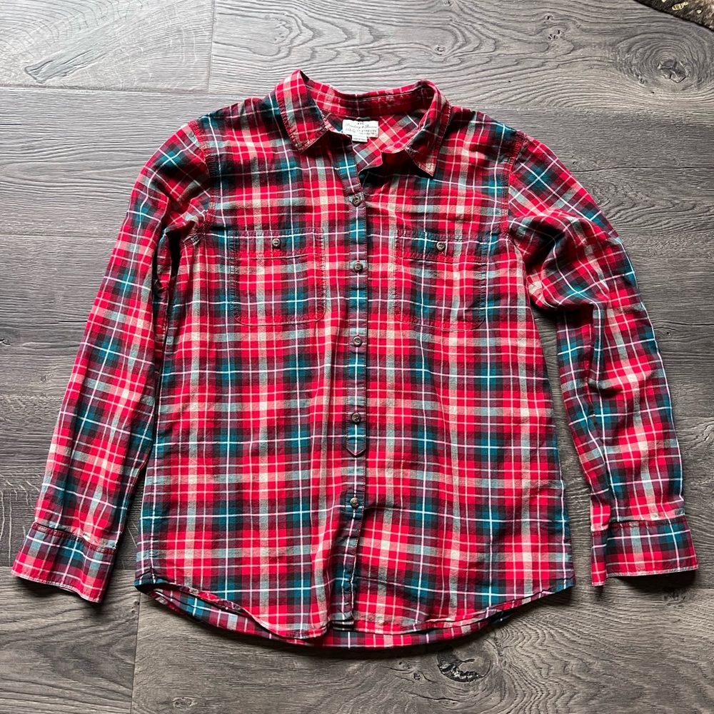 Madewell Broadway & Broome Red plaid shirt S small